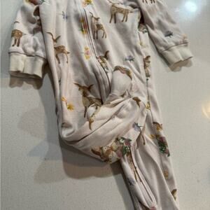 Burt's Bees Baby 3-6M Cream and Yellow Full Zip Pajama